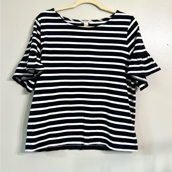 J. Crew Ruffled Striped Shirt Size Large - Picture 1 of 5